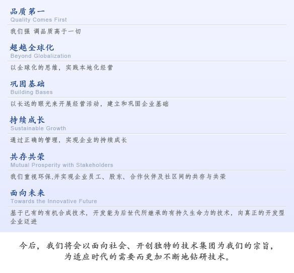 企业理念
今后，我们将会以面向社会、开创独特的技术集团为我们的宗旨，为适应时代的需要而更加不断地钻研技术。